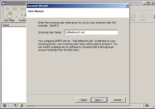 This is the place to enter the email of the account you are setting up