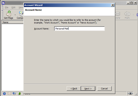 Choose the name you want SeaMonkey to identify the account as